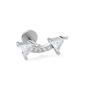 Stud de lèvre géométrique en argent avec zircons et pierres en forme de triangle - Style Géométrique Triangle (CD00407白K)
