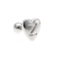 Polished silver heart-shaped screw-back earring with engraved letter Z detail - Letter Z - Silver