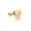 Polished gold heart stud earring with engraved letter Z and secure screw ball back - Letter Z-Gold