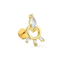 Clou d'oreille doré à dos plat avec zircons marquise et baguette au design géométrique - Style de Cercle Géométrique Rayonnant (CD00747 Or)