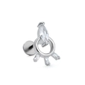 Clou de labret géométrique argenté avec zircons marquise et rectangulaires brillants - Style de cercle radiant géométrique (CD00747 Or blanc)
