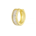 Gold plated huggie earring with channel-set rectangular zircon stones on white background - Large / Gold