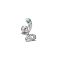Snake stud earring with white cubic zirconia and green eyes in silver finish - Snake Style-White K (EGD0148 White K)