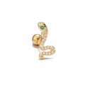 Snake helix earring with gold plating and green zircon eyes on a screw back stud - Snake Style-Gold (EGD0148 Gold)