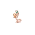 Rose gold snake cartilage earring with sparkling white zircons and green gemstone eyes - Snake Style-Rose Gold (EGD0148 Rose Gold)