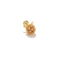 Gold-plated piercing stud featuring a V-shaped bracket with a crystal paved ball and screw back - Full Zircon Ball-Gold (EGD0458 Gold)