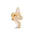 Golden snake-shaped cartilage stud earring with cubic zirconia and screw-back - Drop Snake Style-Gold (EGD0833 Gold)