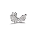 Silver angel wing ear stud in stainless steel featuring sparkling cubic zirconia - Angel Wings-White K (EGD0918 White K)
