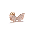 Rose gold angel wing cartilage piercing stud with white zircon and internal threading - Angel Wings-Rose Gold (EGD0918 Rose Gold)