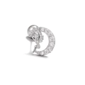 Silver angel and moon piercing earring with sparkling cubic zirconia and screw ball back - Moon Angel-White K (EGD0947 White K)