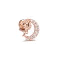 Rose gold angel wing and crescent moon cartilage stud earring with cubic zirconia inlay - Moon Angel-Rose Gold (EGD0947 Rose Gold)