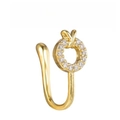 U-shaped gold nose cuff with white zircon sunflower design for non-pierced wear - Micro-inlaid Round Style (EGJ0156 Gold)
