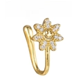 U-shaped non-pierced nose clip in gold finish with a sun-shaped smiley face and zircons - Smiley Sunflower Style (EGJ0158 Gold)
