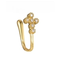 Clip per naso a forma di U dorata senza piercing con croce e zirconi bianchi - Stile Croce Micro-intarsiato (EGJ0160 Oro)
