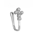 Clip nasale a forma di croce argentata con zirconi scintillanti senza foro - Stile Croce Micro-intarsiato (EGJ0160 Argento)