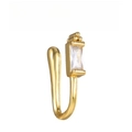 Clip per naso a U dorata non perforata con zircone rettangolare e perline d'oro - Stile Zirconia Rettangolare (EGJ0197 Oro)