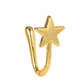 Polished gold star non-piercing U-shaped nose cuff clip with a glossy mirror finish - Star Style-Gold