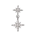 Boucle d'oreille étoile octogonale argentée avec double étoile et zircons cubiques - Style Étoile à Double Couche (EGD0536) / Argenté
