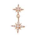 Clou d'oreille cartilage double étoile en or rose avec zircons et tige en acier inoxydable 20G - Style Étoile à Double Couche (EGD0536) / Or rose