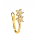 Clip de nariz bañado en oro de 18k con diseño de doble estrella y circonitas brillantes - Estilo Estrella Doble (EGJ0215) / Dorado