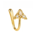 Gold plated crown clip-on nose ring with sparkling zircons for non-pierced styles - Crown Style (EGJ0244) / Gold