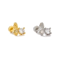 Detail view of rabbit-shaped stud earrings with sparkling zircon and screw back closure - Rabbit Head Style Gold (EGD3019)
