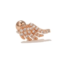 Pendiente de ala en oro rosa con circonitas pavé y cierre de rosca plano detrás - Alas de ángel (EGD0540) / Rosa oro