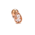 Pendiente de gota en oro rosa con dos circonitas y detalles de borde milgrain - Gota de agua (EGD0797) / Rosa oro