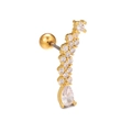 Pendiente de aleación de titanio con circonitas microengastadas en oro y cierre de bola - Zirconia Curvada Piedra de Gota (EGD0818) / Dorado