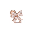 Pendiente de lazo en oro rosa con micro-pavé de circonitas y cierre de rosca - Lazo (EGD0923) / Rosa oro