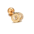 Pendiente de cartílago dorado entrelazado con micro pavé de circonitas y tornillo - Anillos dobles entrelazados (EGD1035) / Dorado