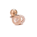 Pendientes de aro doble entrelazado en oro rosa con micro-pavé de circonitas blancas - Anillos dobles entrelazados (EGD1035) / Rosa oro