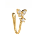 Golden butterfly non-pierced nose cuff with sparkling white cubic zirconia stones - Butterfly Inlaid Zirconia Style (EGJ0195) Gold