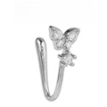 Silver-plated copper butterfly nose cuff with sparkling zircon stone butterfly accent - Butterfly Inlaid Zirconia Style (EGJ0195) Silver