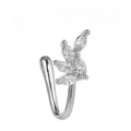 Silver flower nose cuff with five marquise-cut marquise zircon leaves in a radiant design - Marquise Leaf Style (EGJ0214) Silver