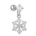 Silver snowflake ear stud with sparkling cubic zirconia crystals for cartilage piercing - Silver Snowflake Style (EGD1132白K)