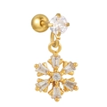Clou d'oreille cartilage flocon de neige doré avec zircone et fermoir à vis rond - Style Flocon de Neige Doré (EGD1132 Or)