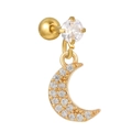 Boucles d'oreilles lune dorées en zircone avec fermoir à vis pour plus de sécurité - Style Lune Dorée