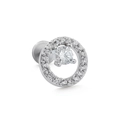 Silver flower piercing stud with double-layer halo and bright central round zircon - Double Halo Round Style (CD00154 White K)