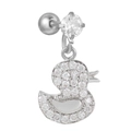 Boucles d'oreilles canard argentées avec pavé de cristaux et micro-incrustations - Style Petit Canard Argenté (EGD1134 Plaqué Or Blanc)