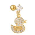 Clou d'oreille canard doré orné de zircons brillants avec fermoir à boule vissée sécurisé - Style Petit Canard Doré (EGD1134 Doré)