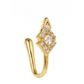 Anneau de nez en U doré non percé avec zircons géométriques et cristaux brillants - Style de Losange Géométrique (EGJ0171) / Or