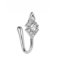 Faux piercing nez en U argenté avec zircon géométrique étincelant pour femmes - Style de Losange Géométrique (EGJ0171) / Argent