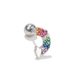 Regenbogen-Knorpelohrring mit bunten Kristallen, weißer Wolke und Schraubverschluss - Regenbogen Wolke Form (EGD0400白K)