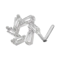 L-shaped silver nose stud featuring a hexagonal star design with clear zircon stones - Hexagon Star (BD00684) / Silver