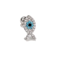 Silver screw-back fish cartilage stud earring with blue evil eye zircon stones - Small Fish Evil Eye (EGD0423 White Gold Tone)