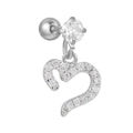 Clou d'oreille cœur en argent avec micro-pavage de cristaux et fermoir à bille vissé - Style Cœur Argenté (EGD1136 Or Blanc)