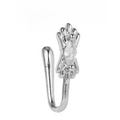 Anneau de nez en U argenté sans perçage avec zircon marquise et texture métallique - Style Zircon Marquise (EGJ0193) / Argent