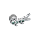 Crocodile piercing stud in silver finish with emerald green gems and zircon accents - Crocodile Shape Style (CD00788 White K)