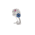 Seahorse-shaped screw back earring with colorful zircon stones and a white pearl - Seahorse Artificial Pearl Design (EGD0424 White Gold Plated)